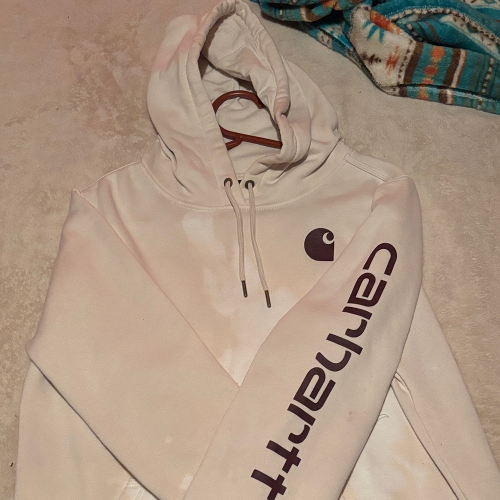 Carhartt Off-White Hoodie with Logo Sleeve